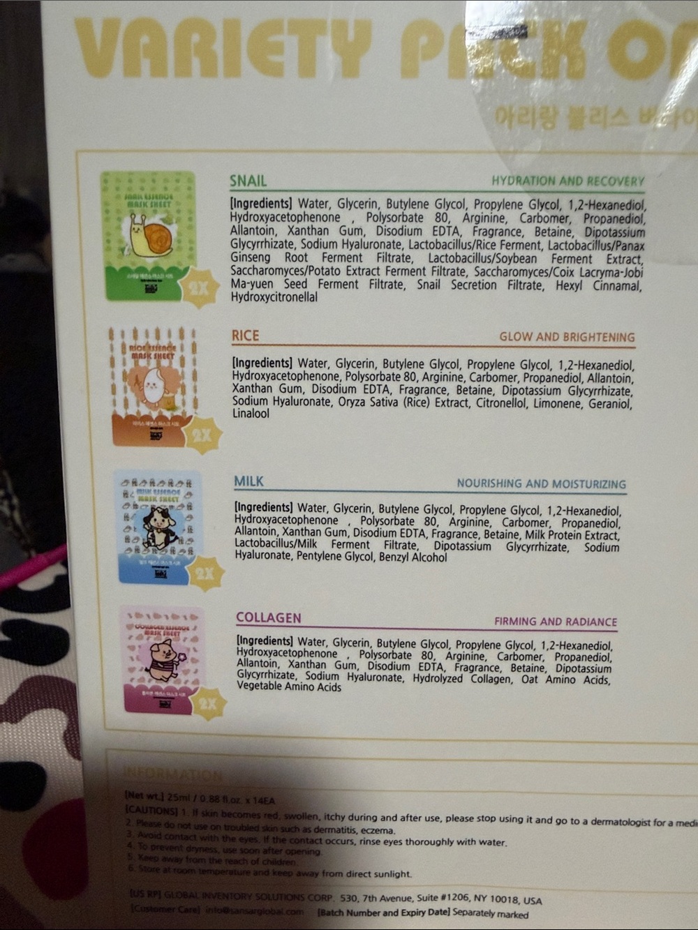 Korean beauty 14 face Mask Sheets - Picture 3 of 6